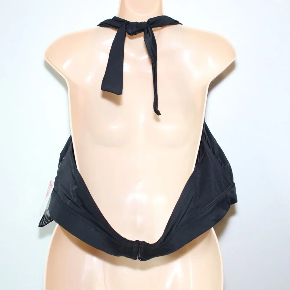 NWT Swim By Avenue Halter Bikini Top Twisted Black Plus Size 24W H13572 Top Only - Picture 3 of 7